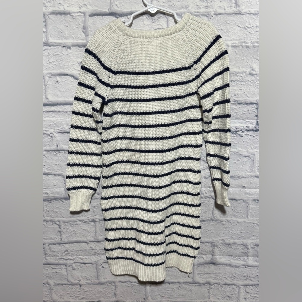 Crazy 8 White & Navy Striped Knit Sweater Dress, Size 7/8